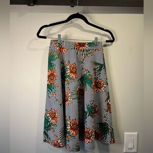 Faith and Joy floral striped midi skirt, size small. Worn once, like new